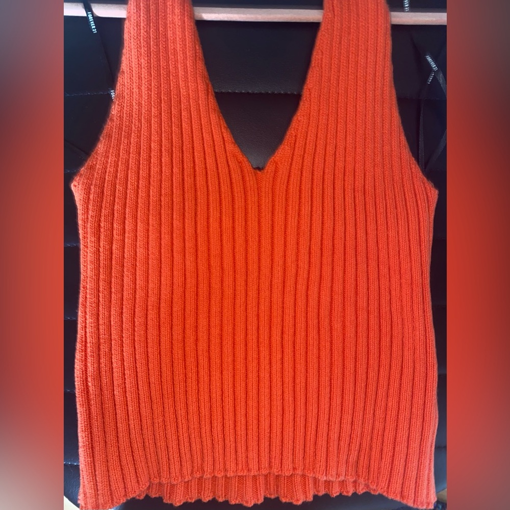 Orange Knit Halter Top